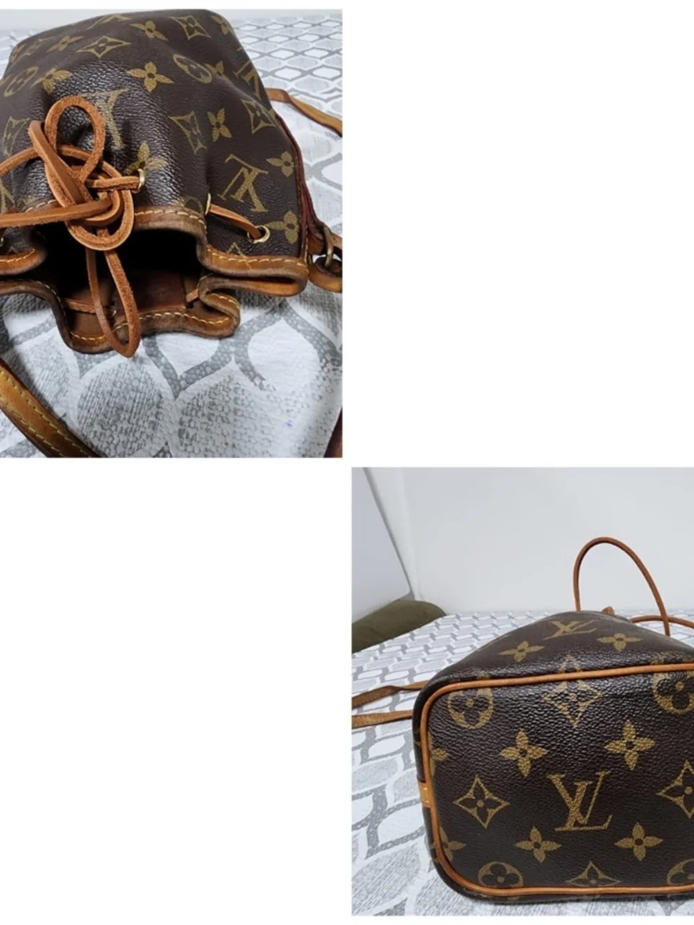 Authentic LOUIS VUITTON Mini Monogram Nano Noe Bucket Bag Brown